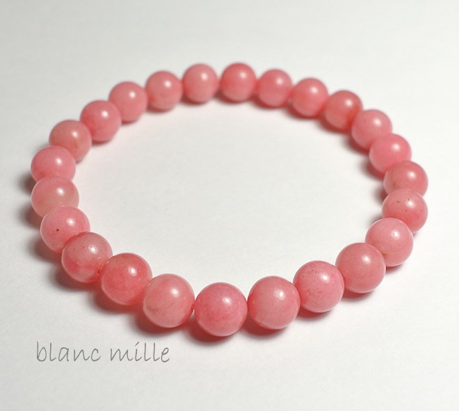 No.1207　ロードナイト　7 mm　シンプルブレスレット　ピンク天然石　アクセサリー