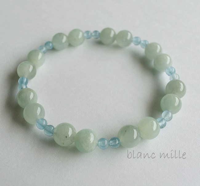 No.1233 ○* アクアマリン　8mm ＆ 4mm　デザイン ブレスレット ○ ライトブルー 天然石 　3月の誕生石 6,650円