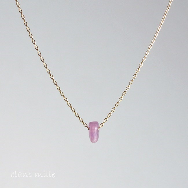 No.1284○*ピンクスギライト K18ゴールドネックレス○*ナチュラルシンプル天然石アクセサリー 18金ペンダント