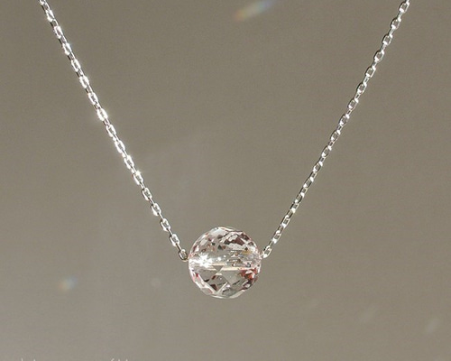 No.1318 キラキラ内包物入り水晶 K10orK18 シンプルネックレス