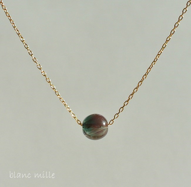 No.1328○*チベット産カラーチェンジアンデシン 18金ゴールドネックレス○*希少石天然石18Kシンプルアクセサリー