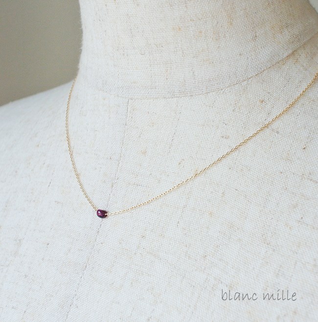 No.1343○*ガーネット K18ゴールド ネックレス○*ロードライトガーネット 天然石 シンプルナチュラル 18金