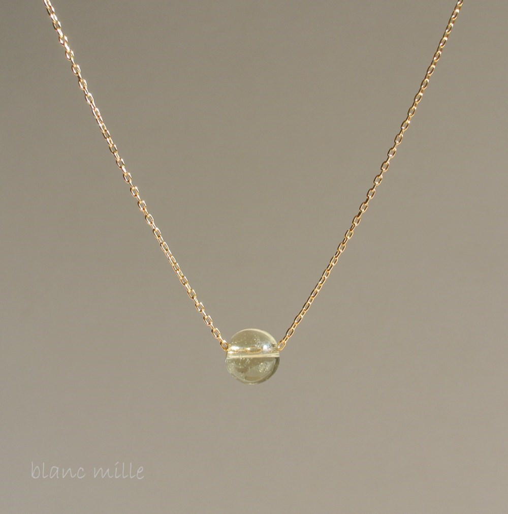 No.1384○*リビアングラス シンプルK18ゴールドネックレス○*インパクトガラス デザートグラス 天然ガラス