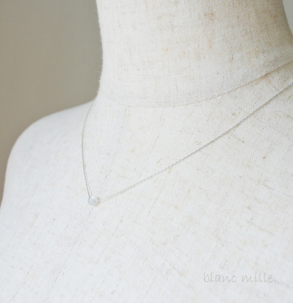 No.1393○*ミニムーンストーン 10金or18金 ゴールドネックレス○*6月の誕生石 シンプルペンダント K10