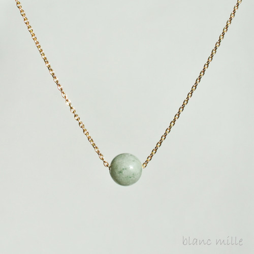 No.1529○*糸魚川産ひすい K18ゴールドシンプル8mm一粒ネックレス