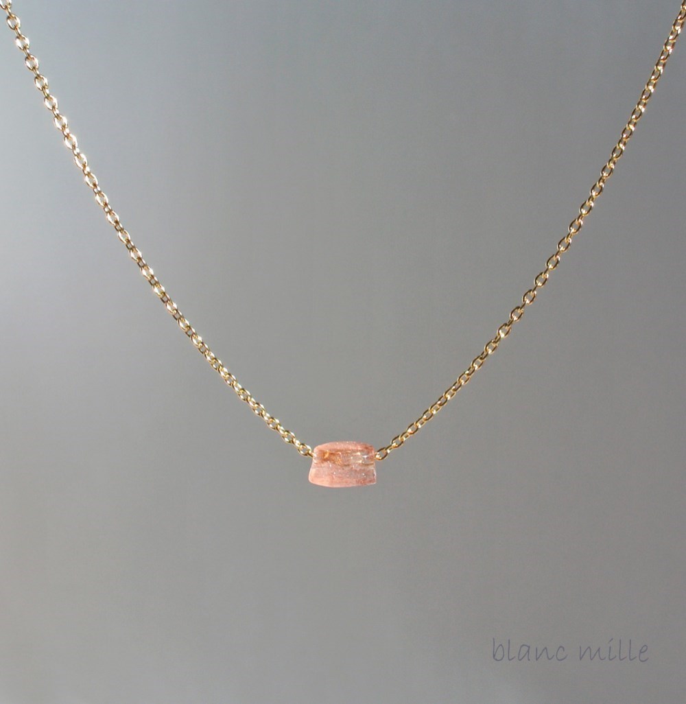 No.1521○*ストロベリークォーツ 18金ゴールド　シンプルネックレス○*天然石 カザフスタン産苺水晶 K18