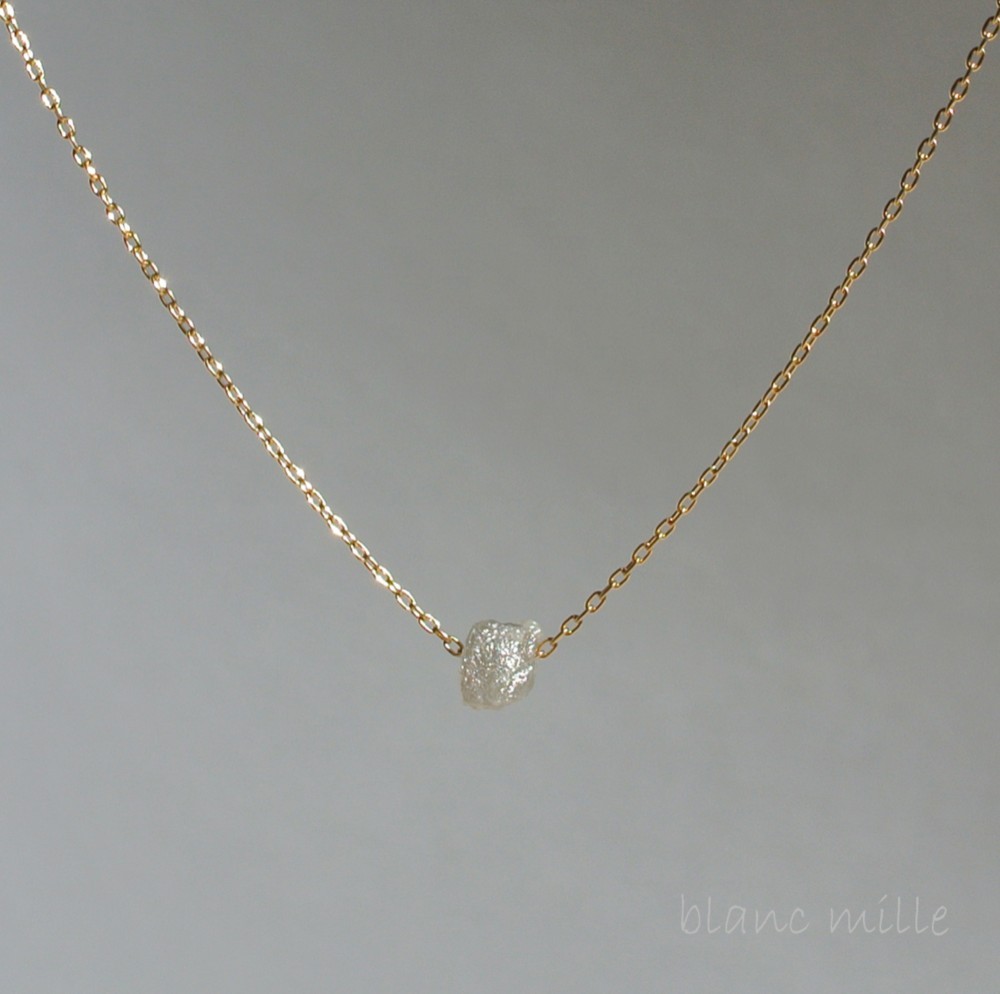 No.1592○*ダイヤモンド原石シンプル18金ゴールドネックレス○*4月の誕生石天然石 ダイアモンド18kペンダント