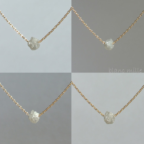 No.1594○*ダイヤモンド原石 シンプル18金ゴールドネックレス 