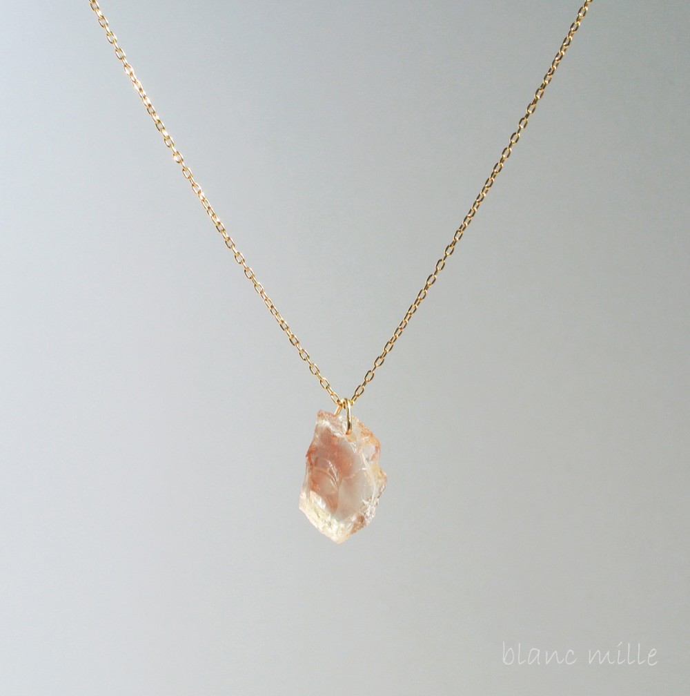 No.1589○*オレゴンサンストーン 18金ゴールド シンプルネックレス○*天然石原石 K18 18kペンダント