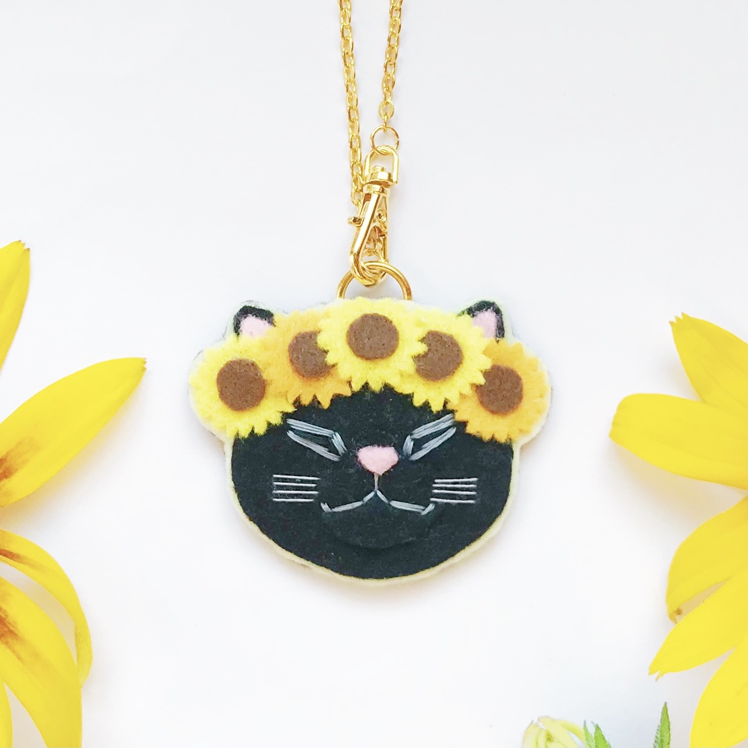 ひまわり。 パッチワークトートバッグ ねこフェイスチャーム 370