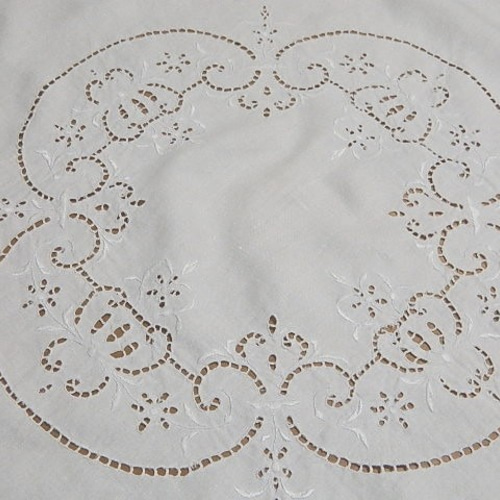 フランス 白糸手刺繍 カットワーク ニードルレース フィレレース