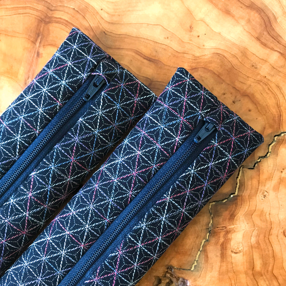 刺縫麻葉（日本傳統紋樣）/拉鏈餐具袋/1入 第4張的照片