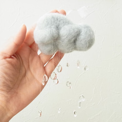 介意保濕微小的雨雲羊毛氈和樹脂移動 第5張的照片