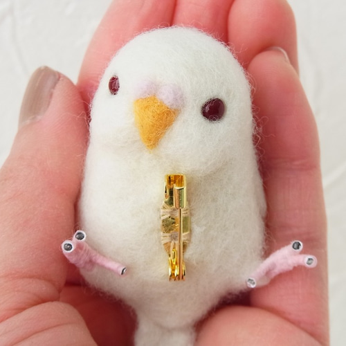 オーダーメイド よっこらインコブローチ（セキセイインコ）羊毛