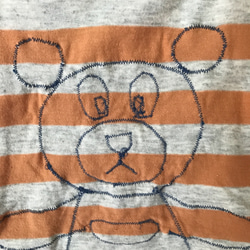 ★受注制作★ 名前入り くまさんアップリケボーダーTシャツ 80－120 半袖or長袖 4枚目の画像