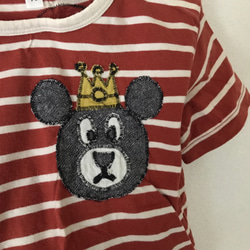 ★受注制作★名前入れ crownくまさんアップリケTシャツ  半袖or長袖 4枚目の画像