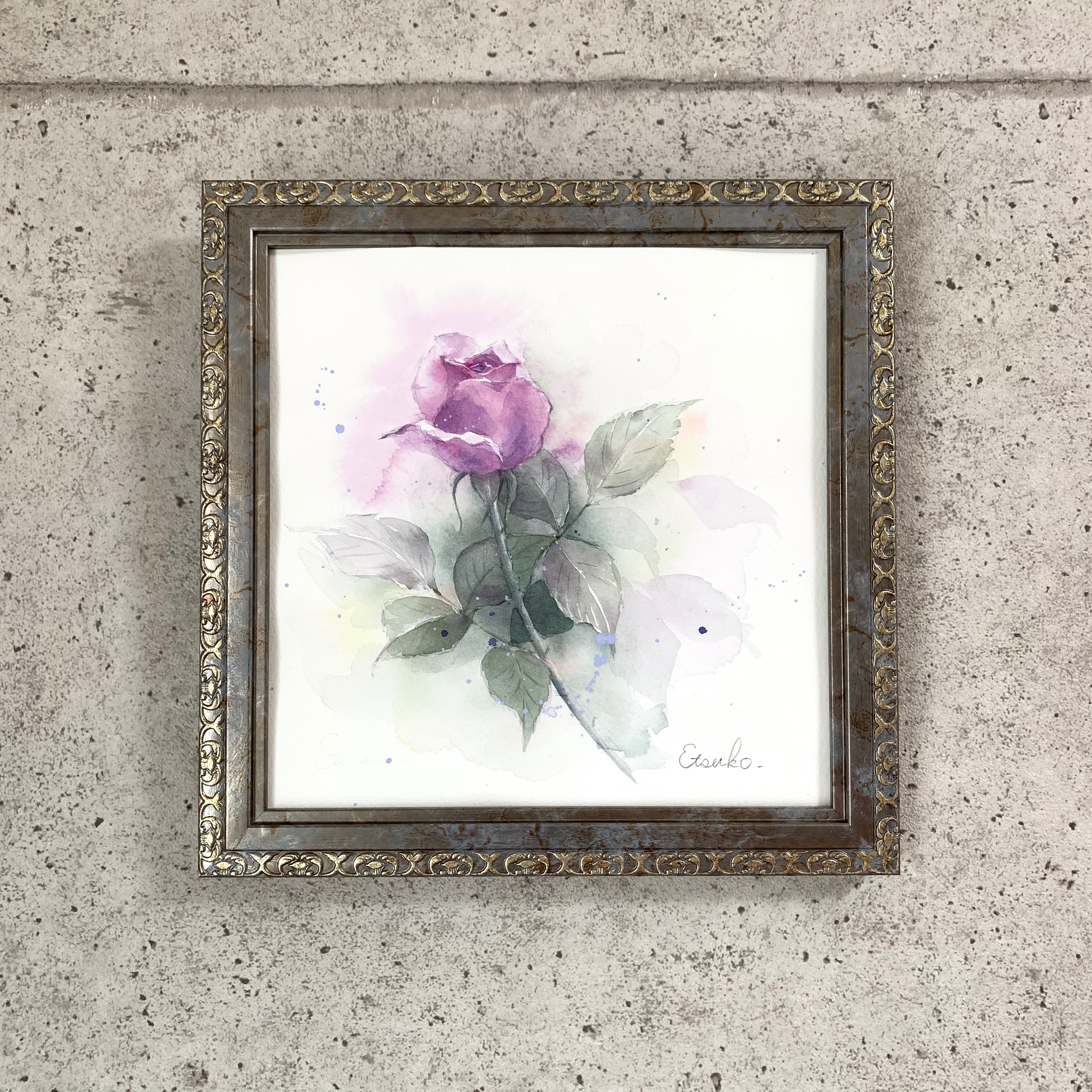 ヴィンテージ 水彩画 水彩 薔薇 バラ 花 フラワー 木製 フレーム 額縁 額装 ヴィンテージ 水彩画 水彩 薔薇 バラ 花 フラワー 木製 フレーム