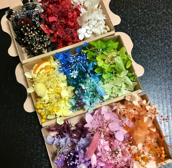 《特集掲載》プリザーブドフラワー花材 詰め合わせ オーダー9カラードライフラワー 花材 色とりどり 花材 7枚目の画像