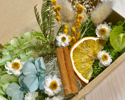 花かんざしとミモザのハーバリウム　2本セット 花かんざしとミモザのハーバリウム2本セット