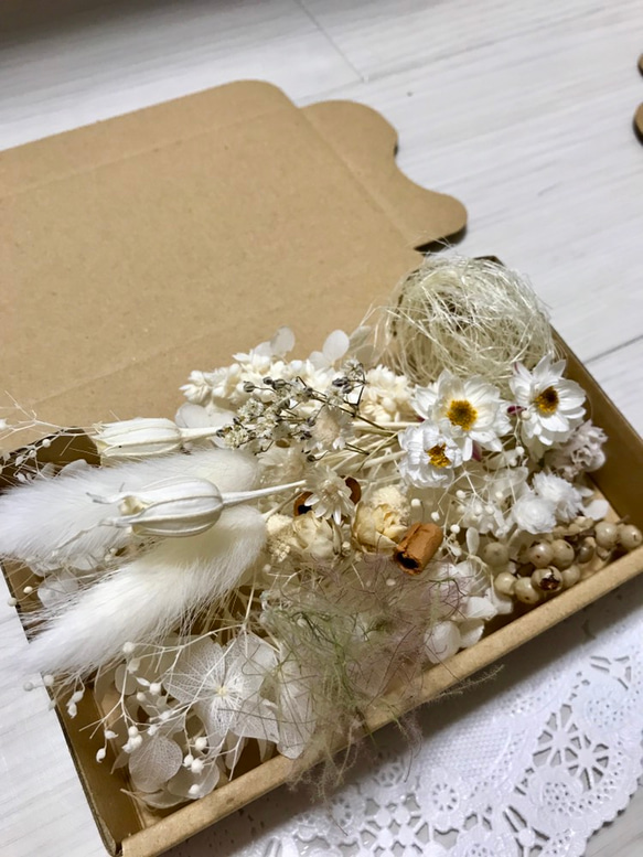 粉雪ホワイト♡ハーバリウム花材ドライフラワー 花材セット 1枚目の画像