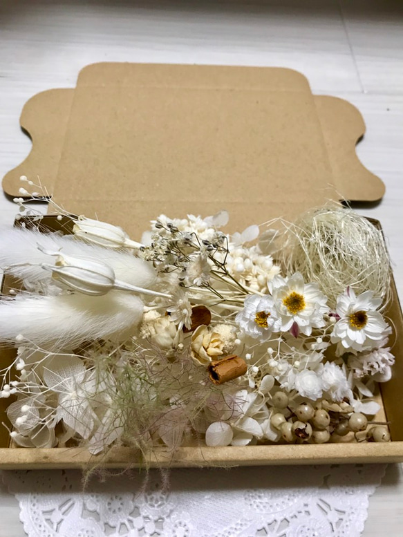 粉雪ホワイト♡ハーバリウム花材ドライフラワー 花材セット 2枚目の画像