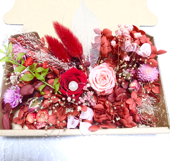 口紅レッドピンクローズ＊ハーバリウム花材ドライフラワー 花材セット花材詰め合わせ 2枚目の画像