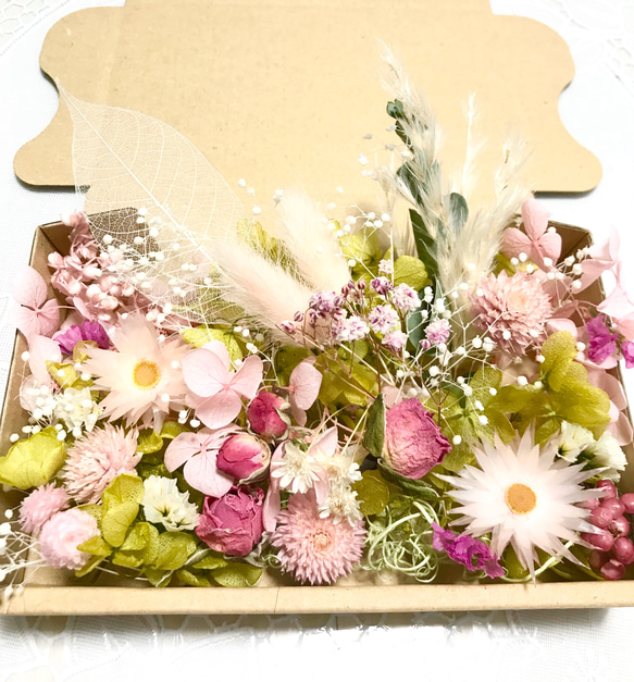 シャイニーピンク＊ハーバリウム花材ドライフラワー 花材セット花材詰め合わせ 2枚目の画像