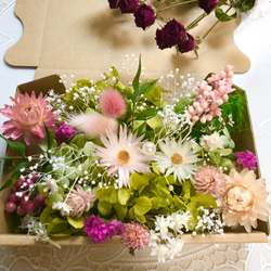 プリティーピンクフラワーガーデン＊ハーバリウム花材ドライフラワー 花材セット花材詰め合わせ 2枚目の画像