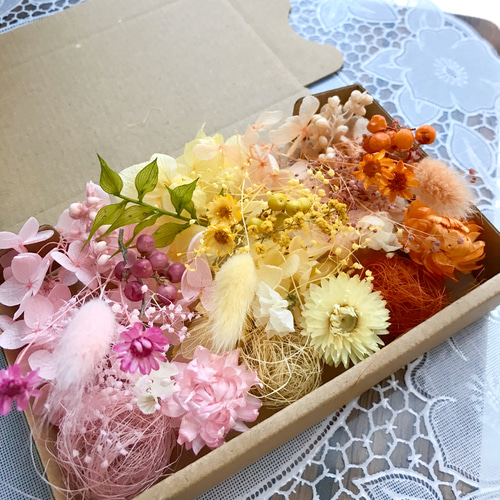暖色系3カラーヘリクリサムヘッド入り＊ハーバリウム花材ドライ