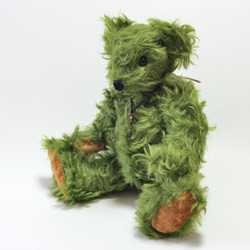 復活！ 珍しいグリーンモヘア ふわふわ 本格クラシック テディベア 絶対おすすめ！【オーダーメイド】クリスマスギフト 2枚目の画像