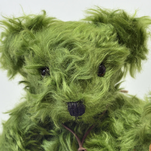 復活！ 珍しいグリーンモヘア ふわふわ 本格クラシック テディベア 絶対おすすめ！【オーダーメイド】クリスマスギフト 6枚目の画像