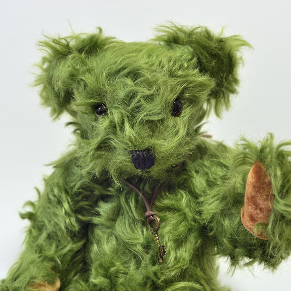 復活！ 珍しいグリーンモヘア ふわふわ 本格クラシック テディベア 絶対おすすめ！【オーダーメイド】クリスマスギフト 7枚目の画像
