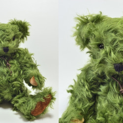 復活！ 珍しいグリーンモヘア ふわふわ 本格クラシック テディベア 絶対おすすめ！【オーダーメイド】クリスマスギフト 9枚目の画像