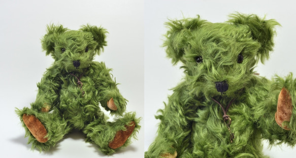 復活！ 珍しいグリーンモヘア ふわふわ 本格クラシック テディベア 絶対おすすめ！【オーダーメイド】クリスマスギフト 9枚目の画像