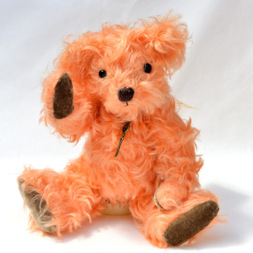 透明感のあるオレンジモヘアがとても華やかなテディベア 【オーダー品】クリスマス
