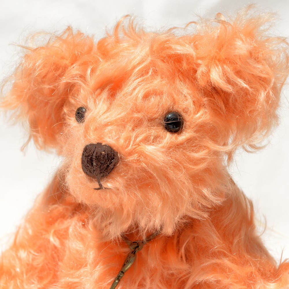 透明感のあるオレンジモヘアがとても華やかなテディベア 【オーダー品】クリスマス