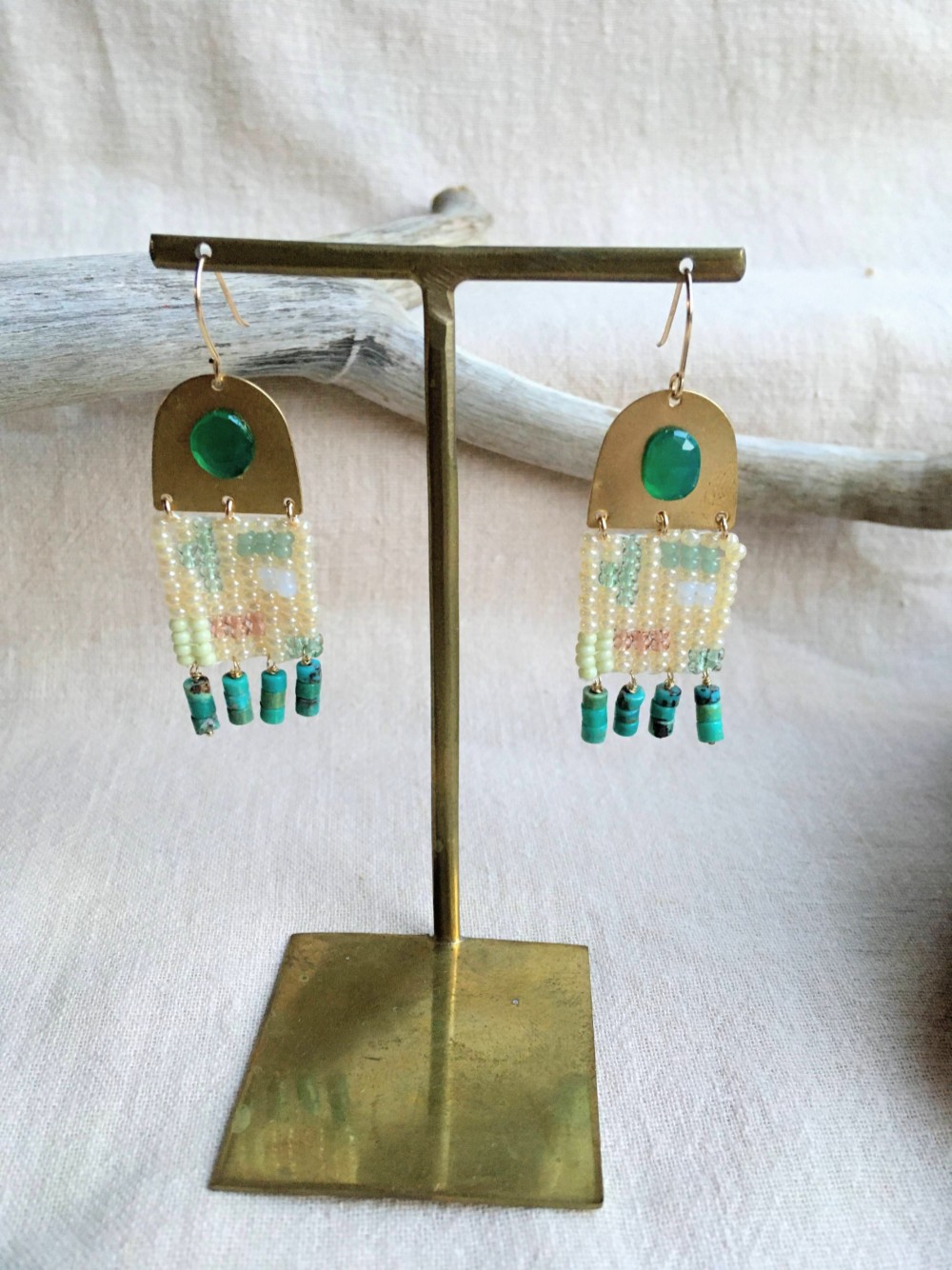 グリーンオニキス×ターコイズ×真鍮～14kgf～＃35 4,698円