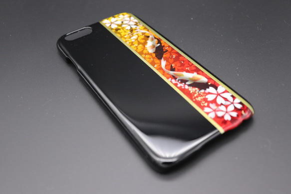 彩繪智能手機套（日本模式櫻花碗[黑金]）[允許其他型號訂購] 第2張的照片