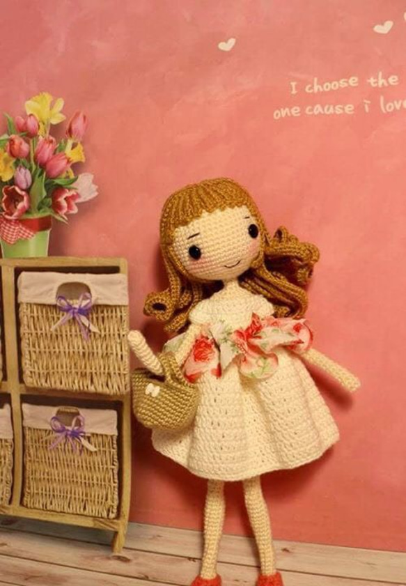 [Made Brown Handmade]手編みのウール人形 -  Summer Girl 2枚目の画像