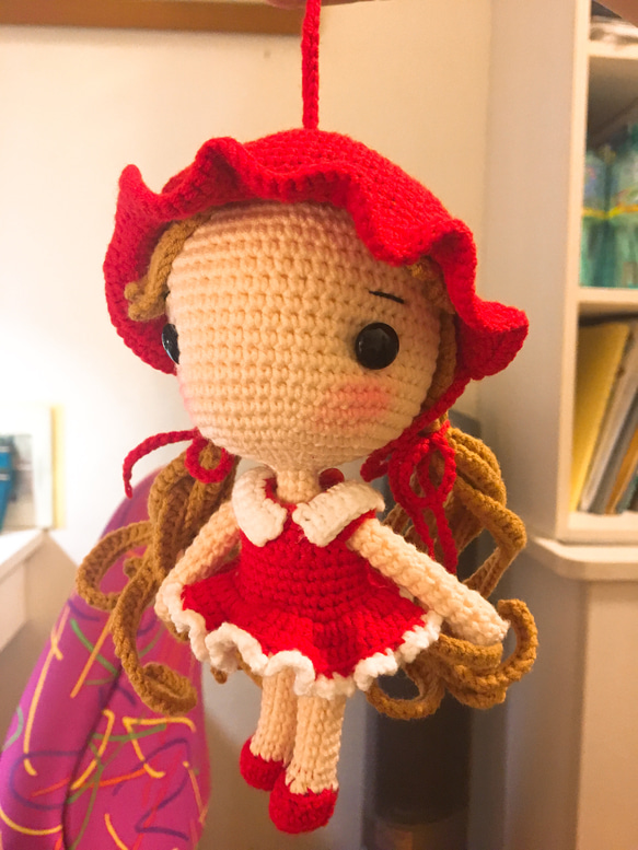 【磨啡手作】手編毛線玩偶—小紅帽吊飾 第1張的照片