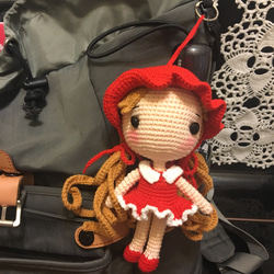 【磨啡手作】手編毛線玩偶—小紅帽吊飾 第2張的照片