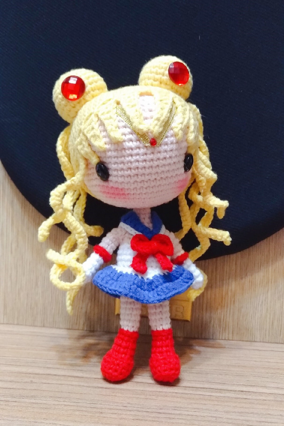 【ブラウンハンドメイド】手編みウールドール-美少女戦士セーラームーンチャーム 2枚目の画像