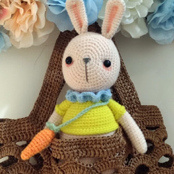 【磨啡手作】手編毛線玩偶—紅蘿蔔兔 第1張的照片