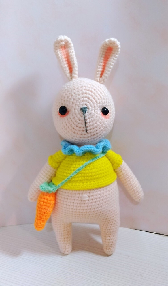【磨啡手作】手編毛線玩偶—紅蘿蔔兔 第2張的照片