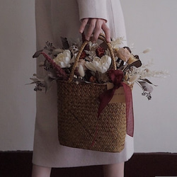 永生乾燥花籃 (包含籃子）Dried Flower Basket 情人節禮物 / 居家裝飾 / 自選色系 / 開幕祝賀 第1張的照片