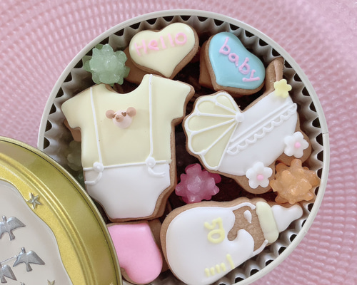 ハローベビー缶【Hello babyアイシングクッキー】 クッキー お菓子工房