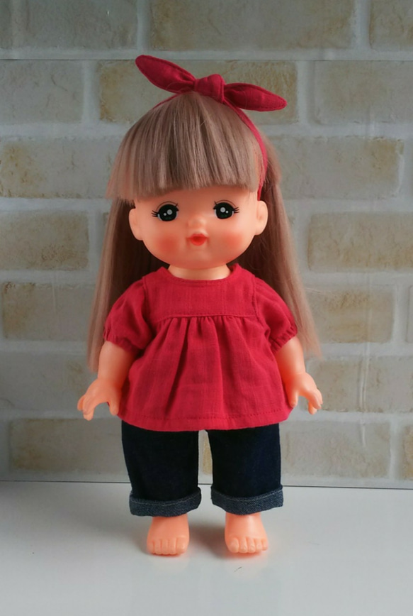 メルちゃんハンドメイド服 トップス×デニムパンツ その他人形 アンルウ 