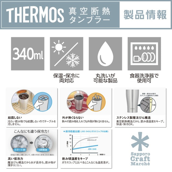 オリジナルステンレスタンブラー＊名入れ無料♪＊THERMOS純正＊JDE-340 3枚目の画像