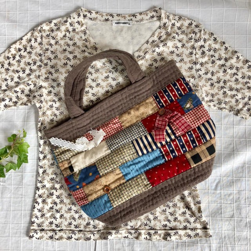 アメリカカントリー生地のパッチワークバッグ アメリカカントリー生地のパッチワークバッグ 【公式通販】