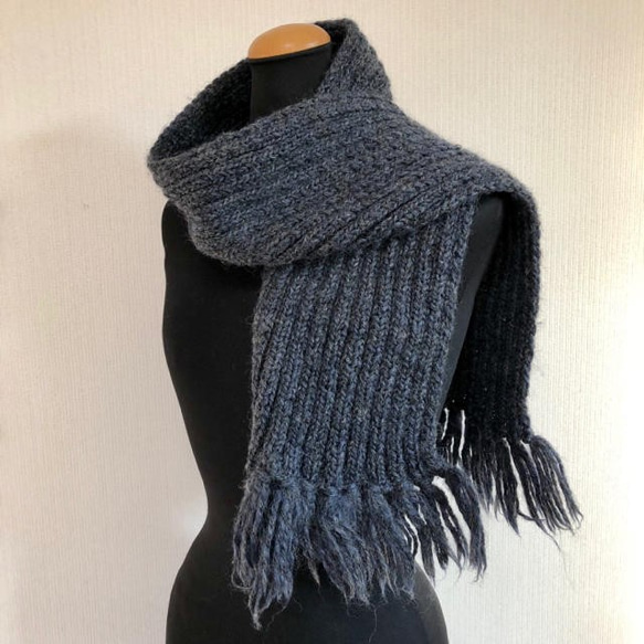 純毛 手編み棒針編み マフラー メンズ・レディス マフラー 桃子 通販